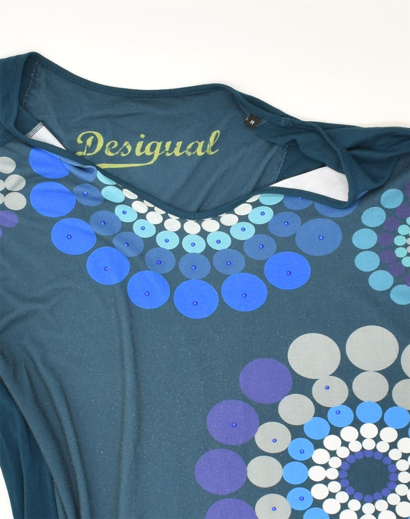 DESIGUAL Womens Graphic Sleeveless Blouse Top UK 14 Medium Blue Geometric | Vintage Desigual | Thrift | Second-Hand Desigual | Used Clothing | Messina Hembry 