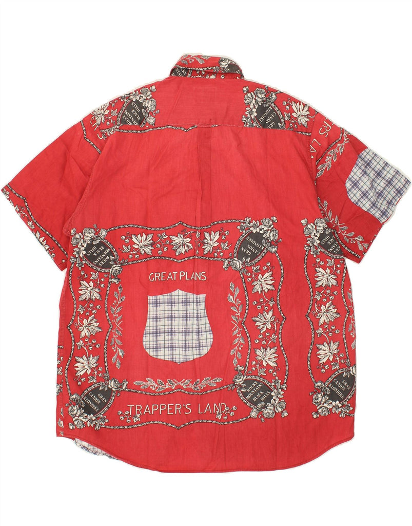 VINTAGE Mens Short Sleeve Shirt XL Red Patchwork Cotton Vintage Vintage and Second-Hand Vintage from Messina Hembry 