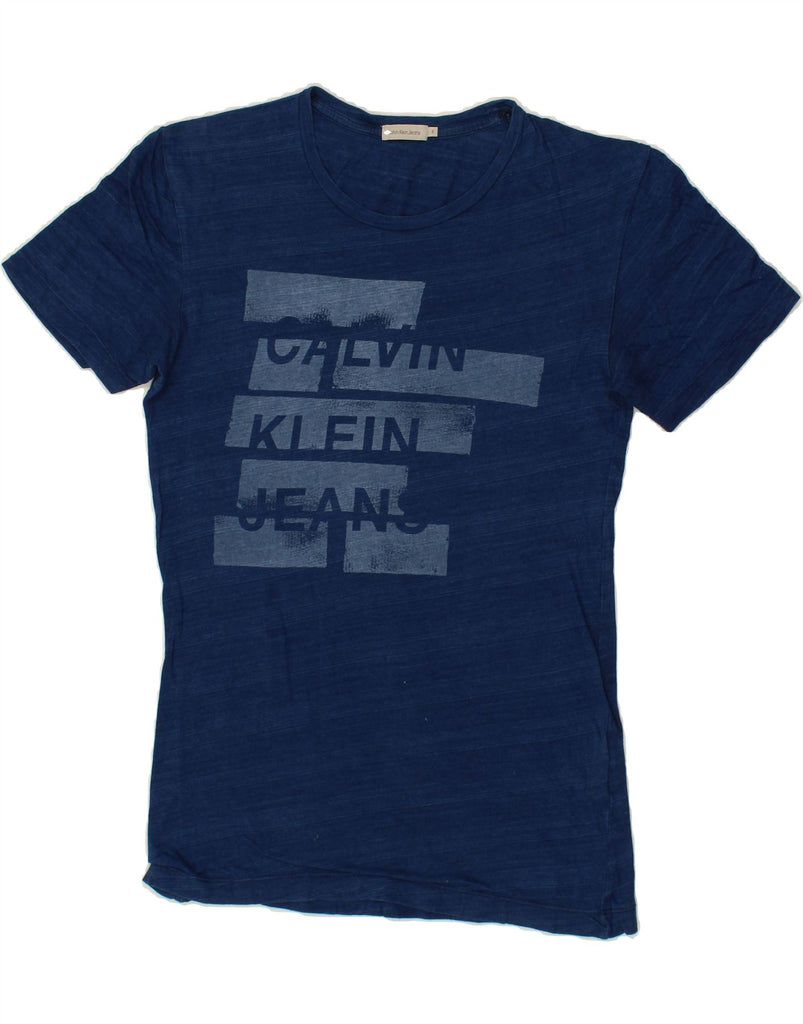 CALVIN KLEIN JEANS Mens Graphic T-Shirt Top Small Navy Blue Cotton | Vintage Calvin Klein Jeans | Thrift | Second-Hand Calvin Klein Jeans | Used Clothing | Messina Hembry 