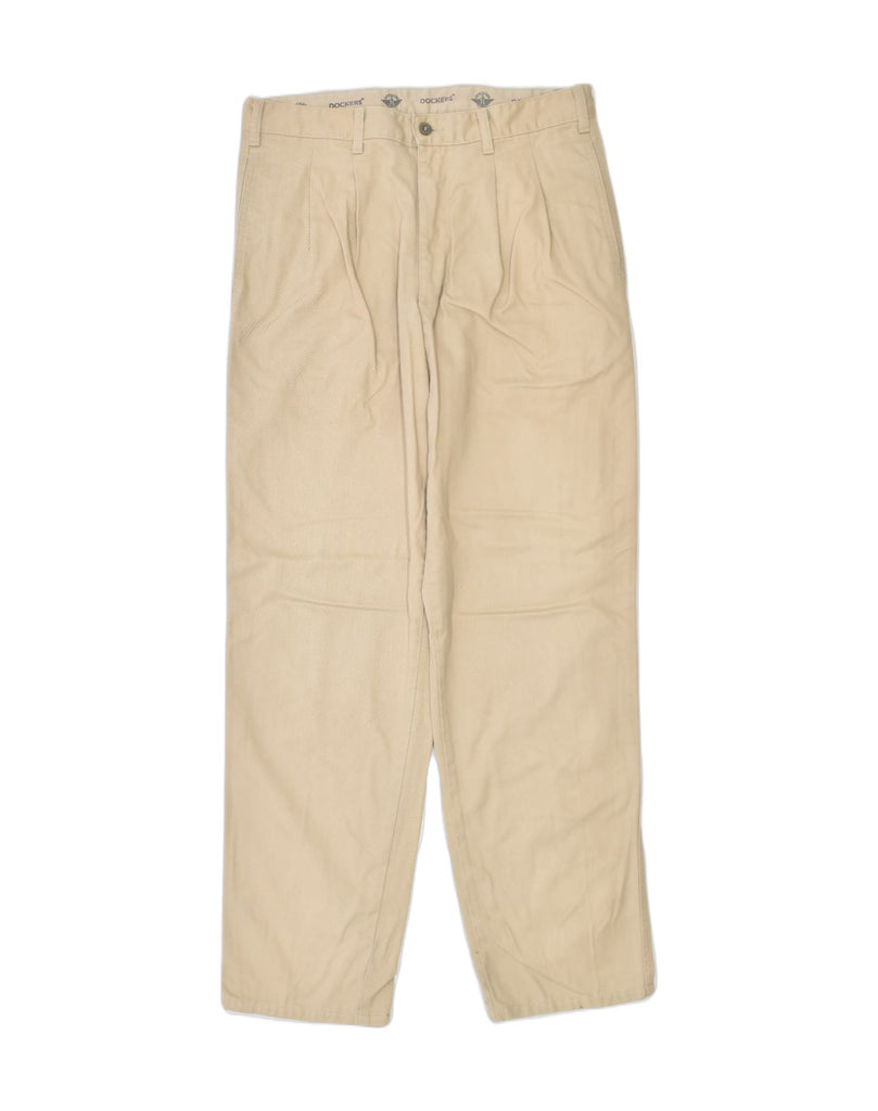 DOCKERS Mens Straight Casual Trousers W33 L32 Beige Cotton | Vintage | Thrift | Second-Hand | Used Clothing | Messina Hembry 