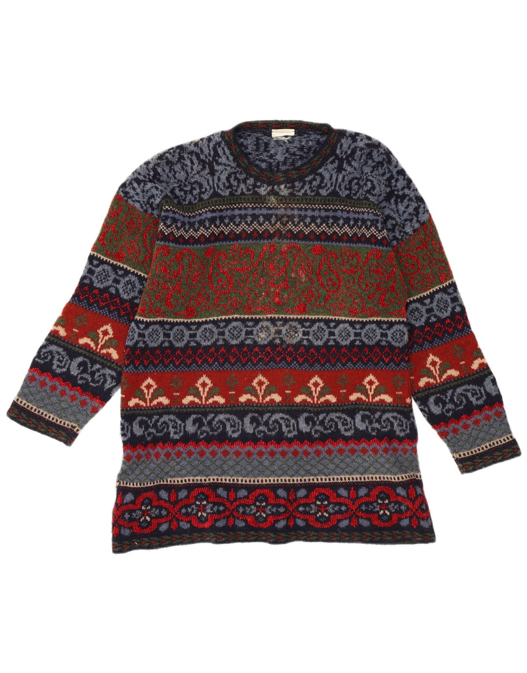 Vintage Mens Crew Neck Jumper Sweater IT 44 Medium Multicoloured Fair Isle