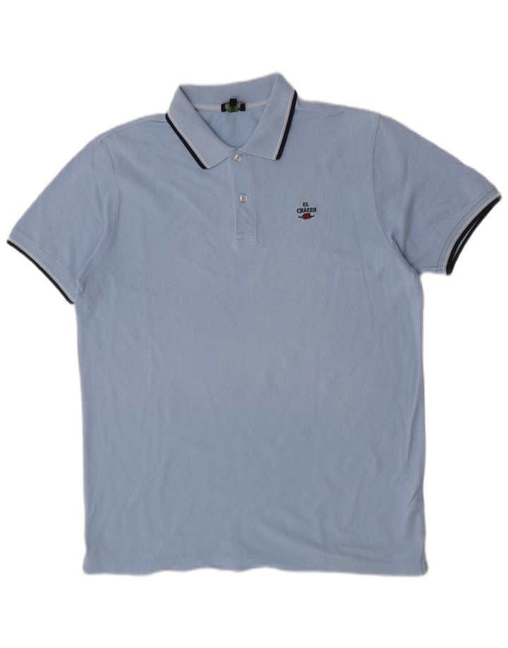 El Charro Mens Polo Shirt Large Blue Cotton