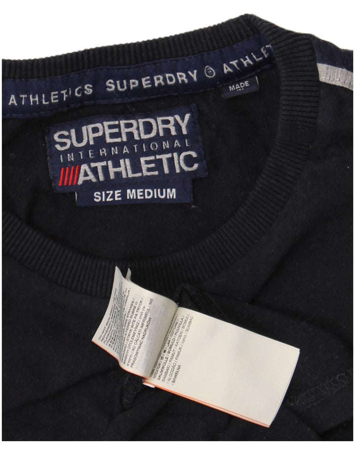Superdry Mens Graphic Top Long Sleeve Medium Navy Blue Cotton
