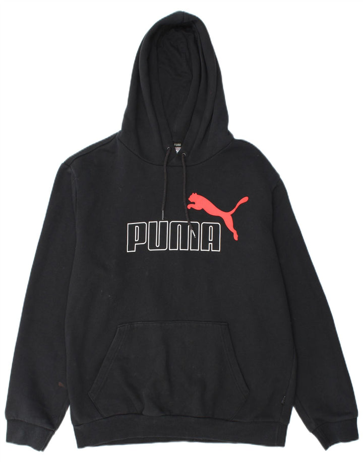 PUMA Mens Graphic Hoodie Jumper Medium Black Cotton