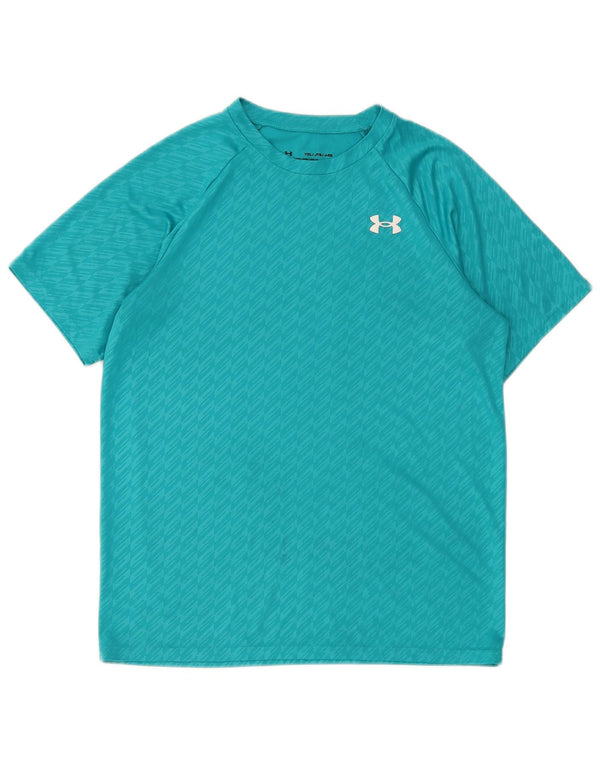 Under Armour Boys T-Shirt Top 13-14 Years XL Turquoise Geometric