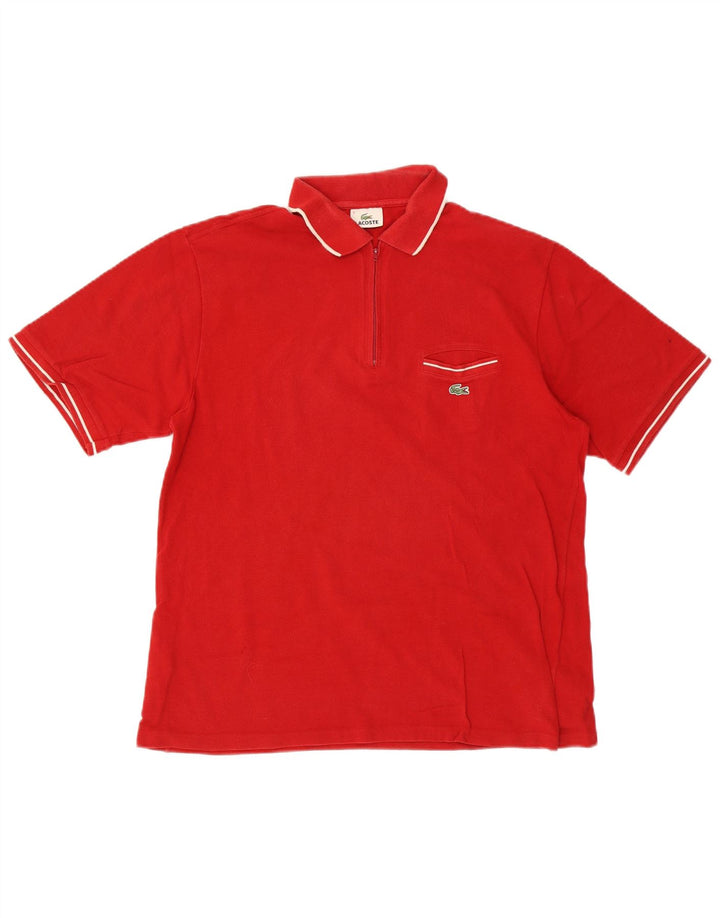 LACOSTE Mens Polo Shirt Size 5 Large Red Cotton