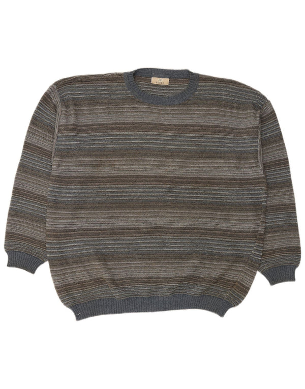 RODES Mens Crew Neck Jumper Sweater 2XL Multicoloured Striped Cotton