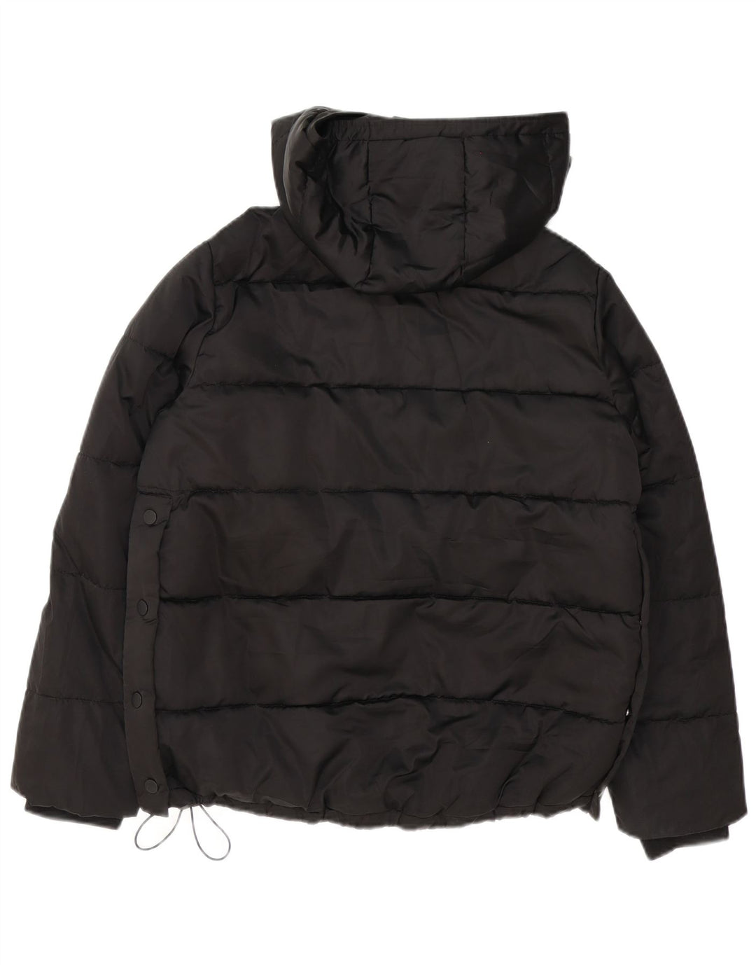 Zara Womens Oversized Hooded Padded Anorak Jacket UK 10 Small Black