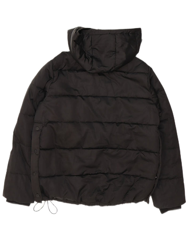 Zara Womens Oversized Hooded Padded Anorak Jacket UK 10 Small Black