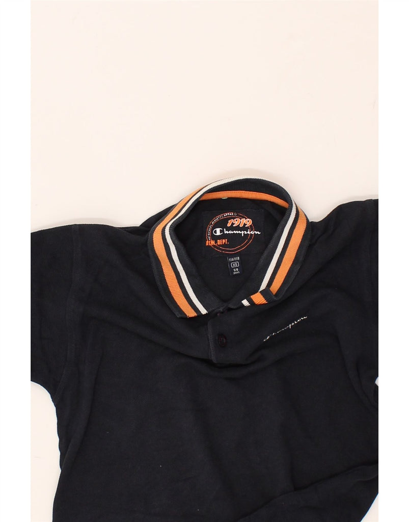 CHAMPION Boys Polo Shirt 5-6 Years XS  Navy Blue Cotton | Vintage Champion | Thrift | Second-Hand Champion | Used Clothing | Messina Hembry 