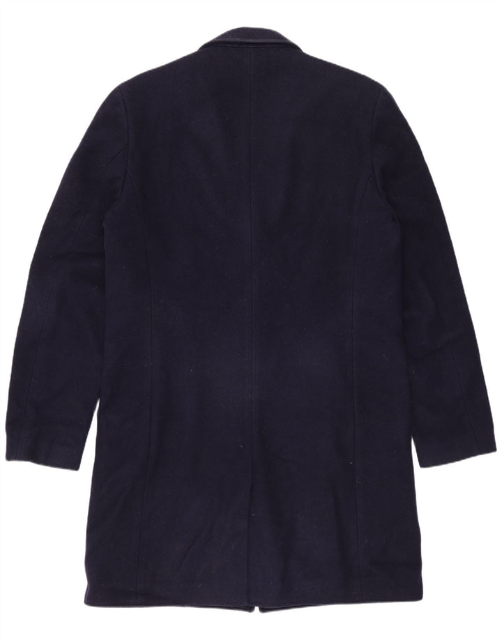 Jigsaw Mens Overcoat UK 38 Medium Navy Blue Wool