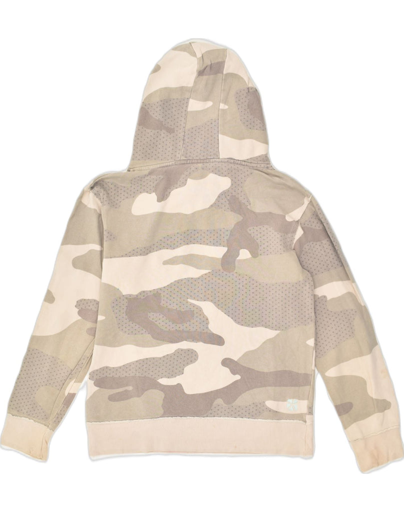 ANIMAL Womens Graphic Hoodie Jumper UK 10 Small Beige Camouflage Cotton | Vintage Animal | Thrift | Second-Hand Animal | Used Clothing | Messina Hembry 