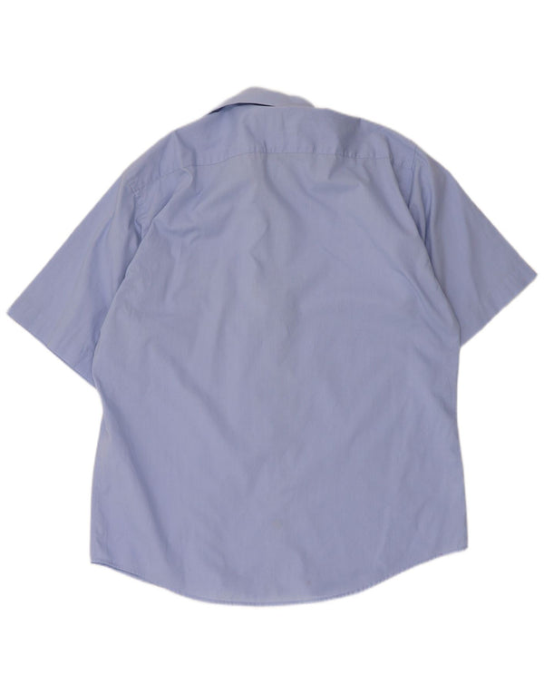 Pierre Cardin Mens Short Sleeve Shirt Size 39 15 1/2 Medium Blue Cotton