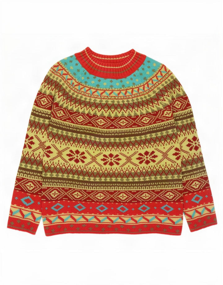 Vintage Womens Crew Neck Jumper Sweater UK 14 Medium Multicoloured