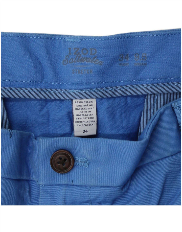 IZOD Mens Salt Water Chino Shorts W34 Large  Blue Spotted Cotton