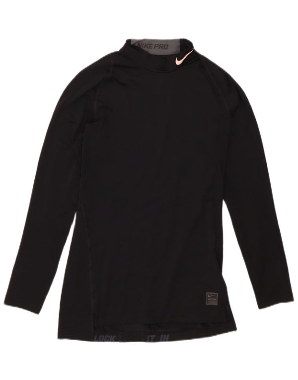 Nike Womens Compression Top Long Sleeve UK 10 Small Black Polyester