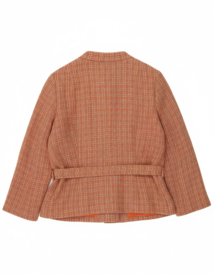 VINTAGE Womens 4 Button Blazer Jacket UK 14 Medium Pink Check