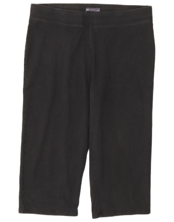 Marks & Spencer Womens Capri Leggings UK 18 XL Black Cotton