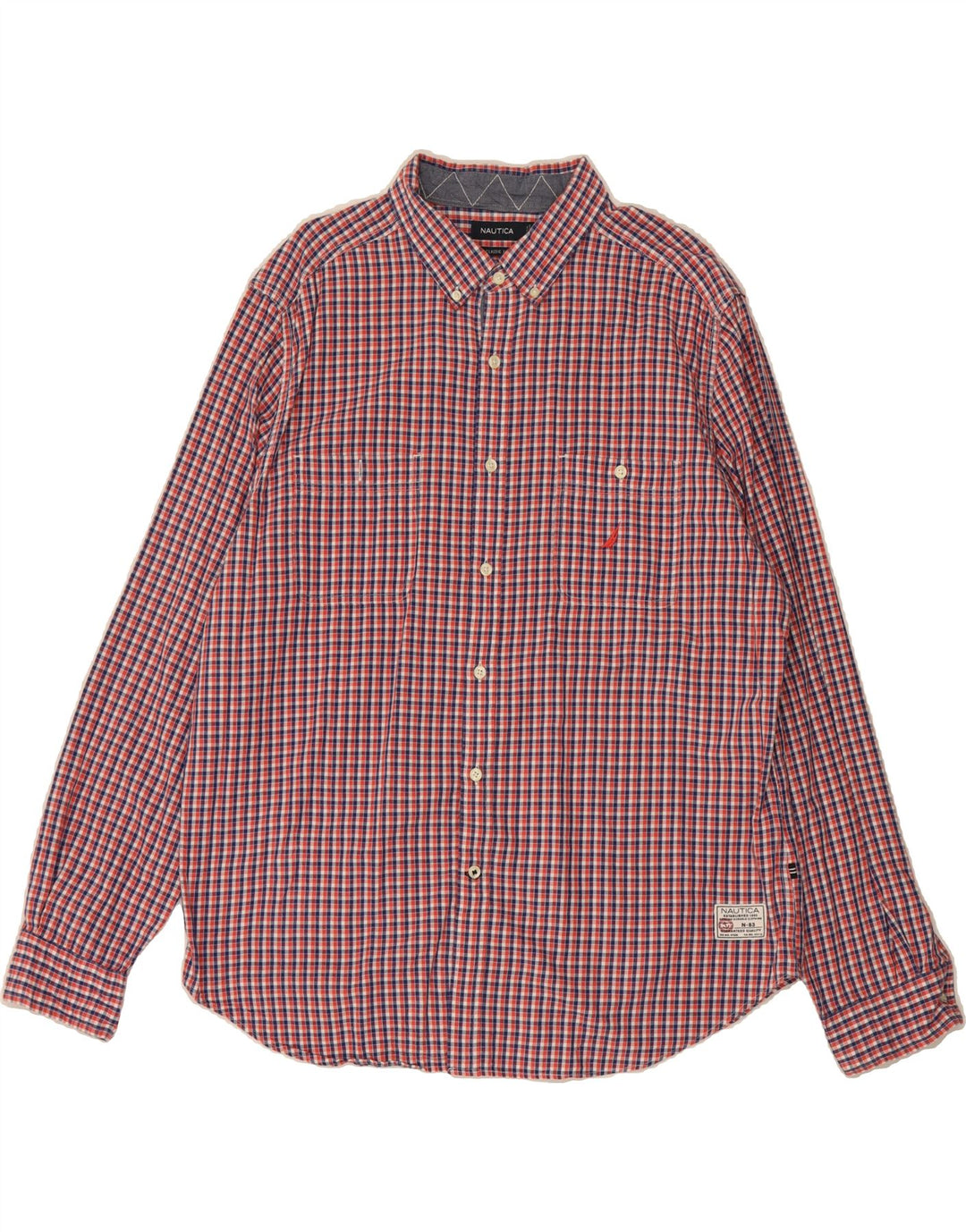 NAUTICA Mens Classic Fit Shirt XL Red Check Cotton Vintage Nautica and Second-Hand Nautica from Messina Hembry 