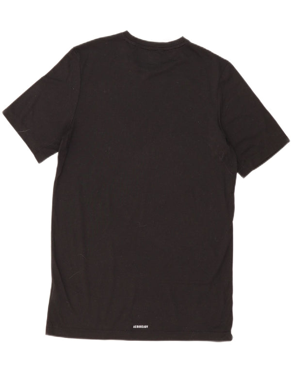 Adidas Boys Aeroready Graphic T-Shirt Top 15-16 Years Black Polyester