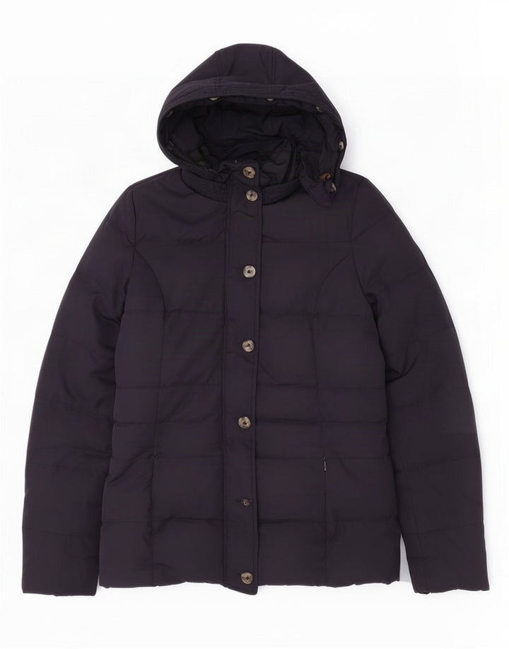Tommy Hilfiger Womens Hooded Padded Jacket UK 12 Medium Navy Blue Polyester