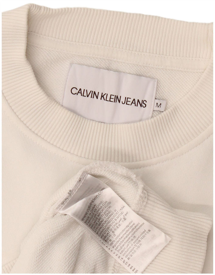 Calvin Klein Jeans Womens 3/4 Sleeve Sweatshirt Jumper UK 14 Medium White