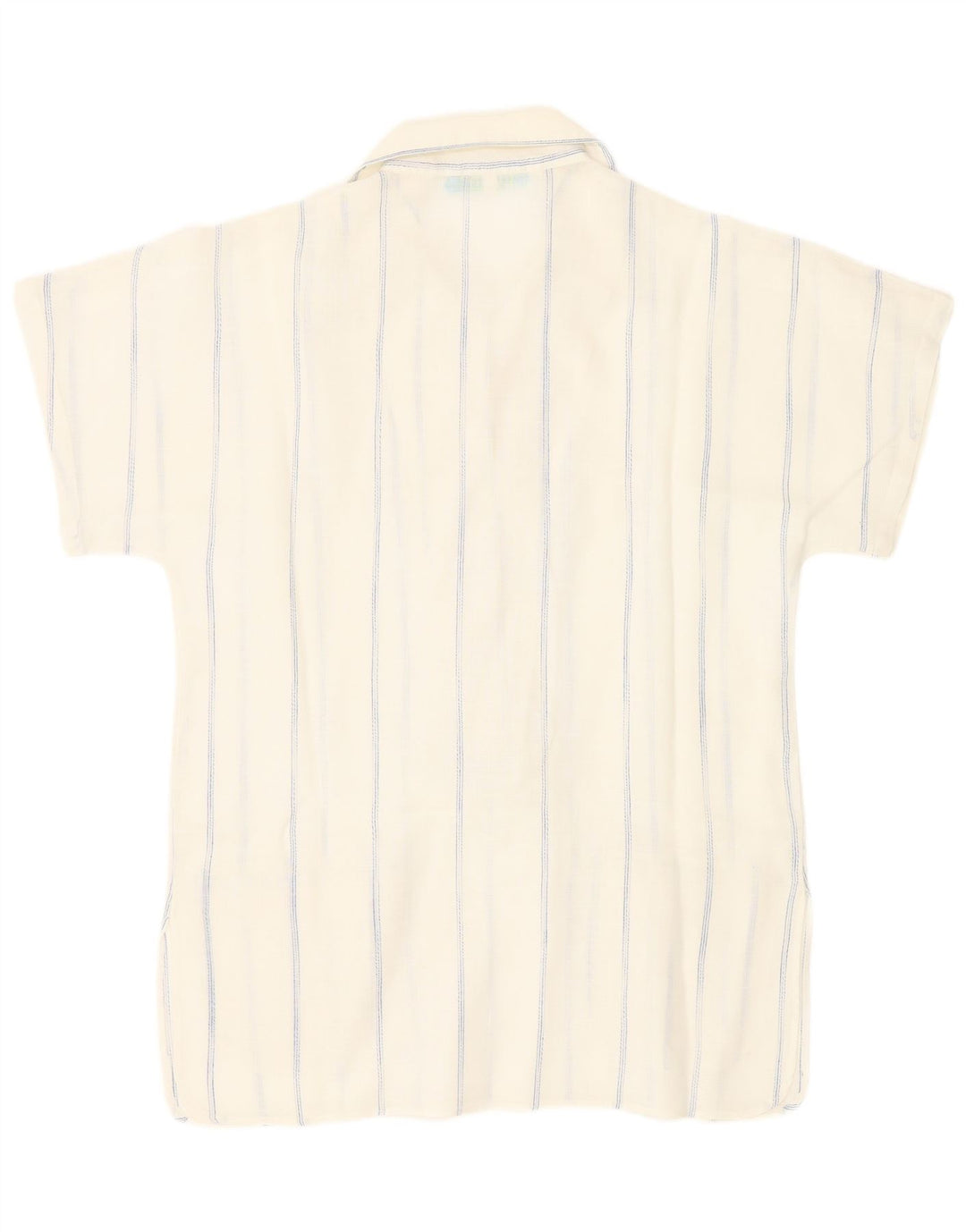 Cacharel Womens Short Sleeve Pullover Shirt UK 12 Medium White Pinstripe