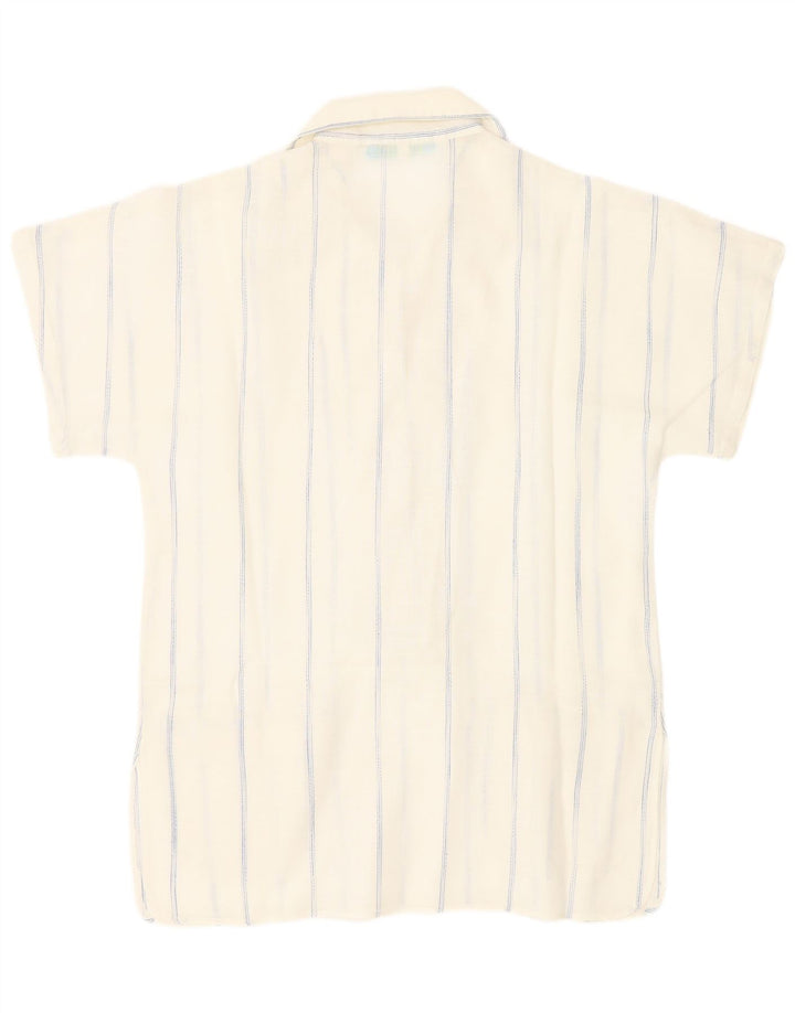 Cacharel Womens Short Sleeve Pullover Shirt UK 12 Medium White Pinstripe