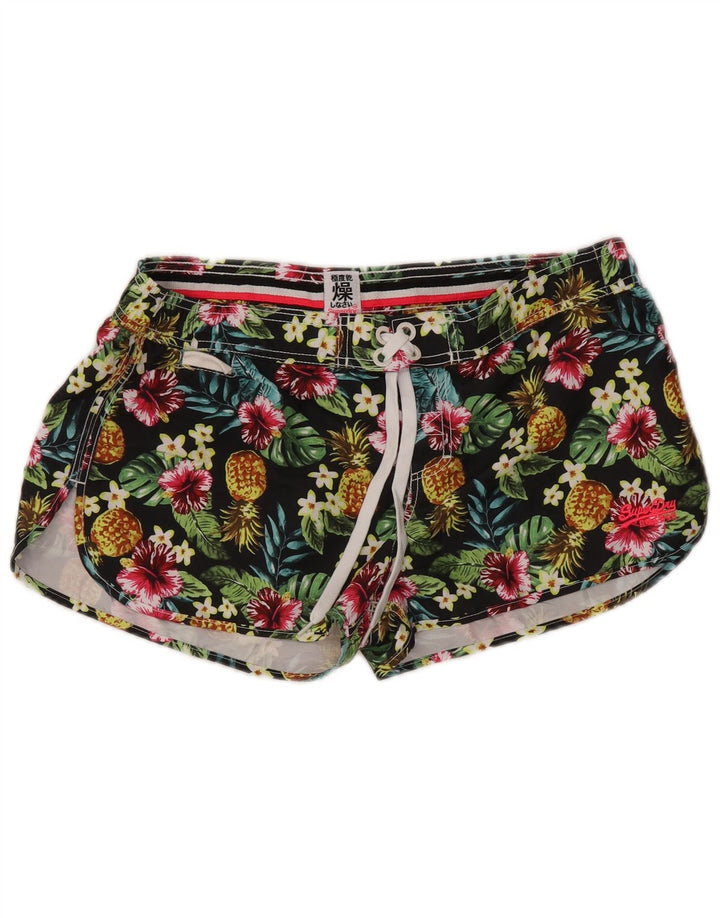 Superdry Womens Swimming Shorts UK 16 Large Multicoloured Floral Polyester