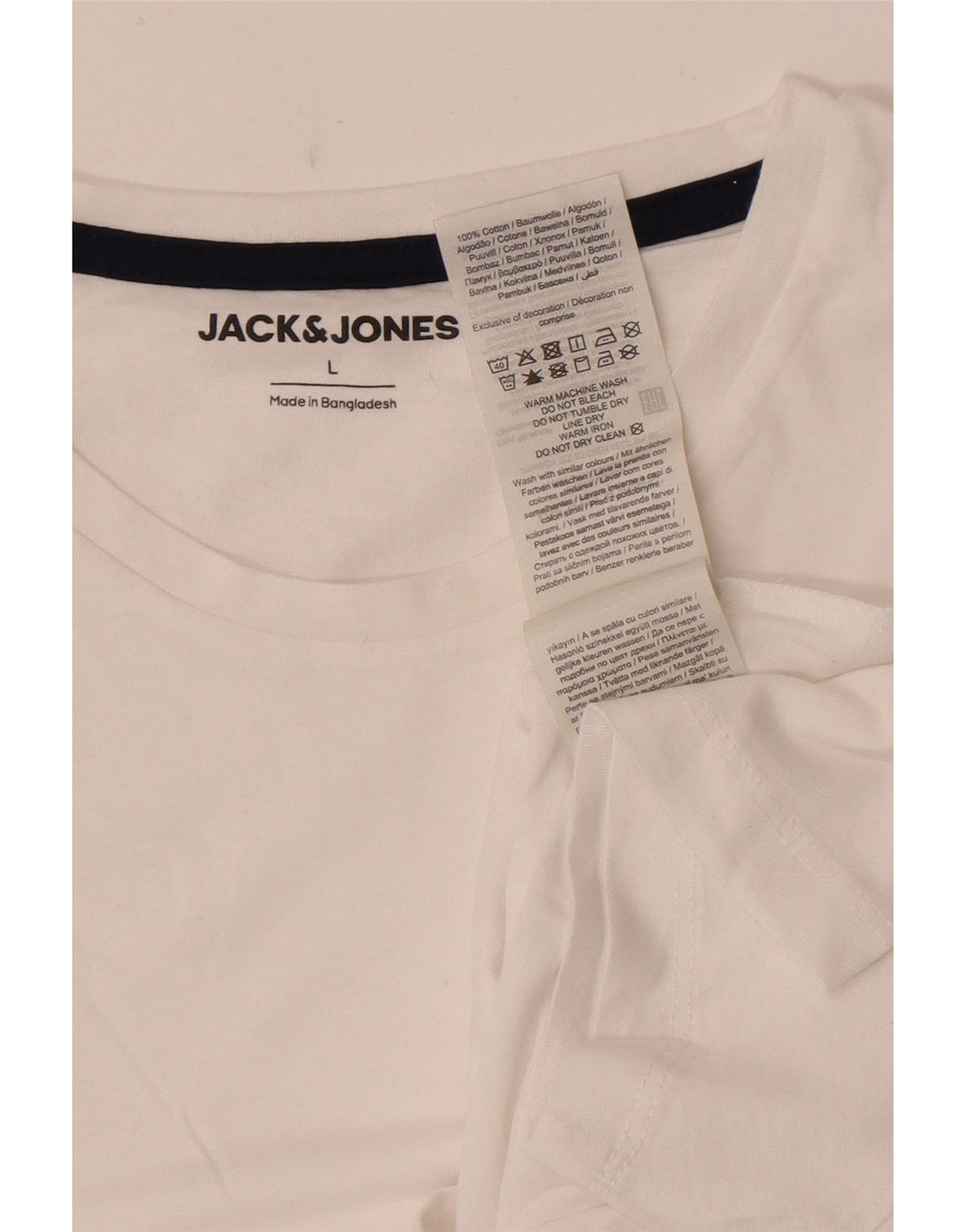 Jack & Jones Mens T-Shirt Top Large White Cotton