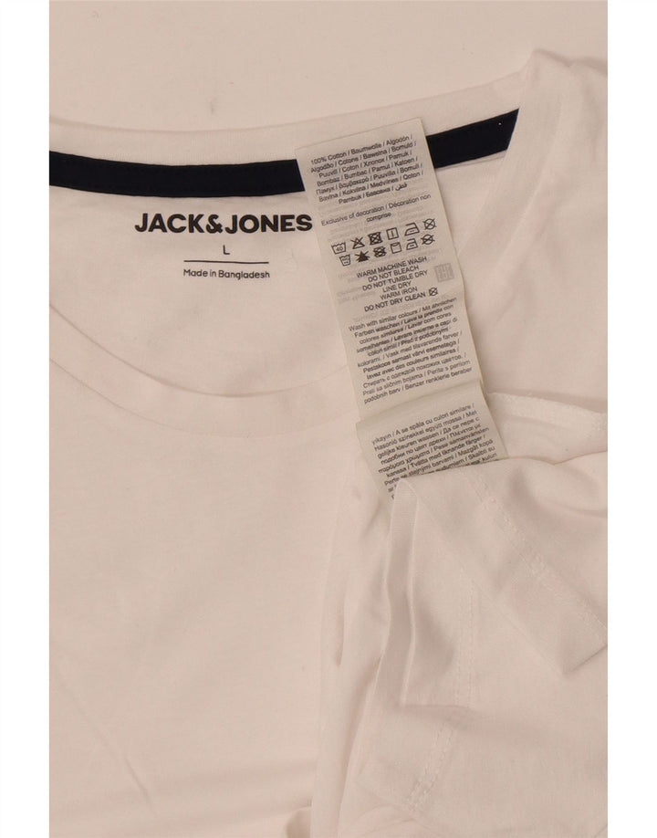 Jack & Jones Mens T-Shirt Top Large White Cotton