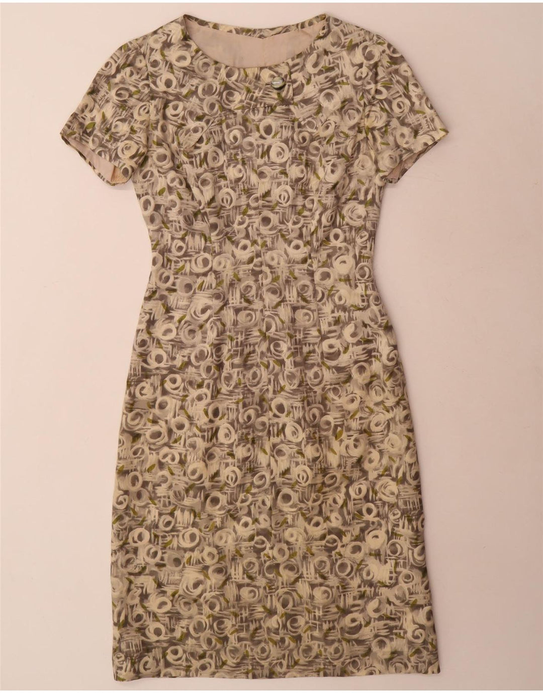 Vintage Womens Abstract Pattern 3/4 Sleeve 2 Piece Set UK 12 Medium Grey