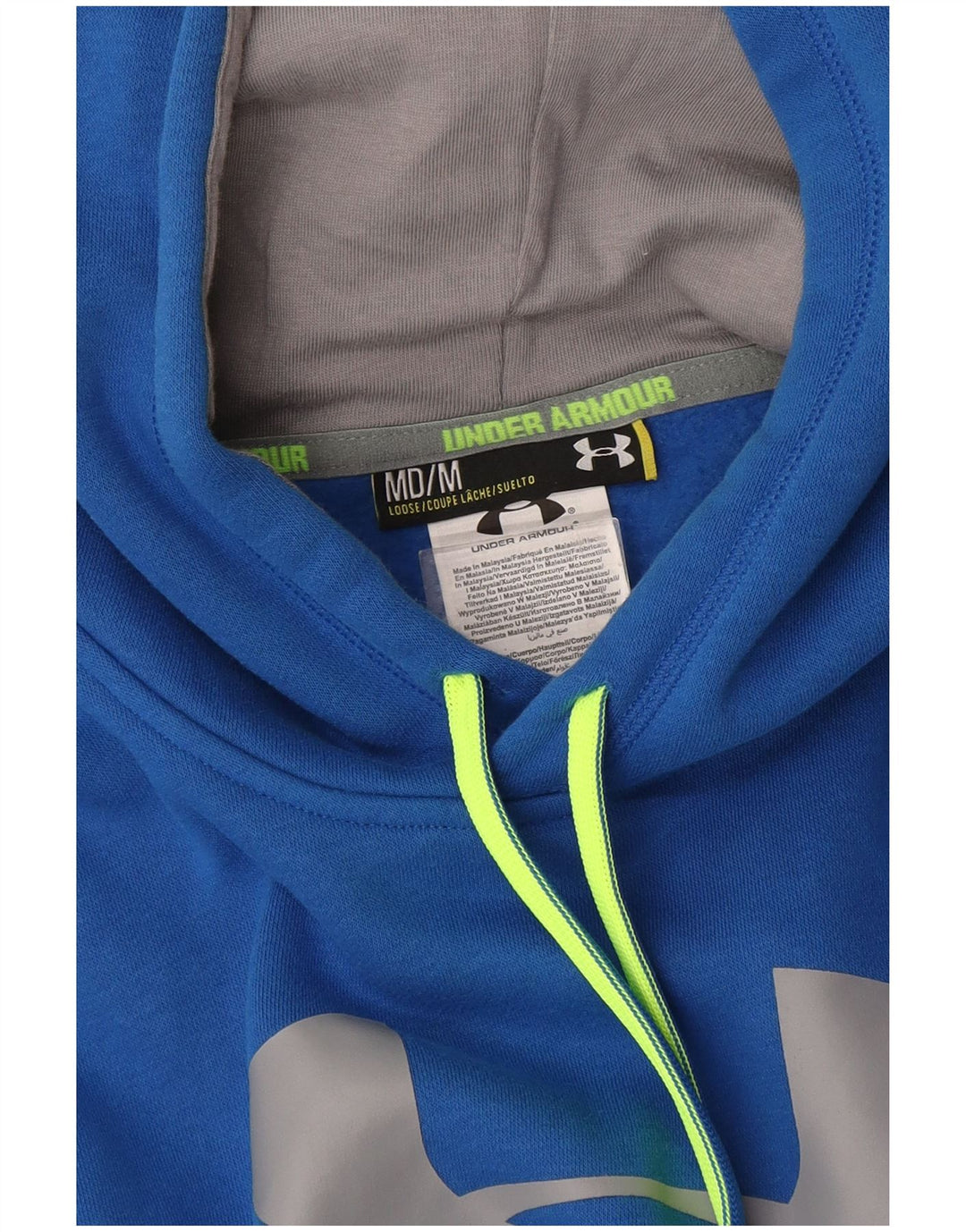 Under Armour Mens Graphic Hoodie Jumper Medium Blue Cotton
