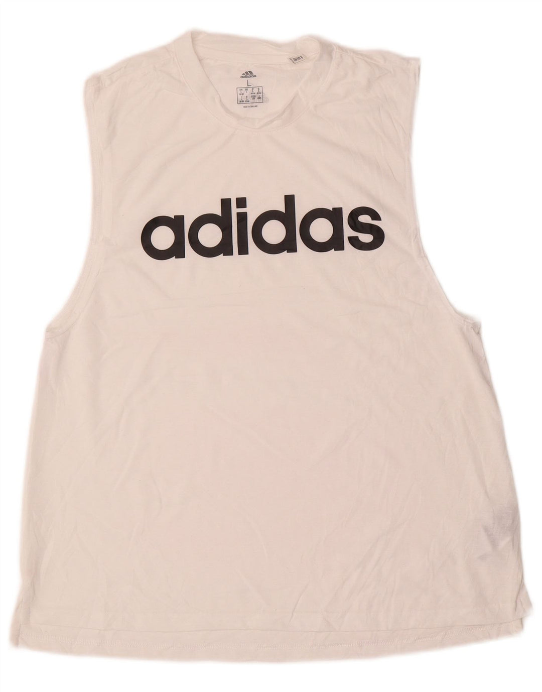 ADIDAS Womens Graphic Vest Top UK 16/18 Large White Polyester