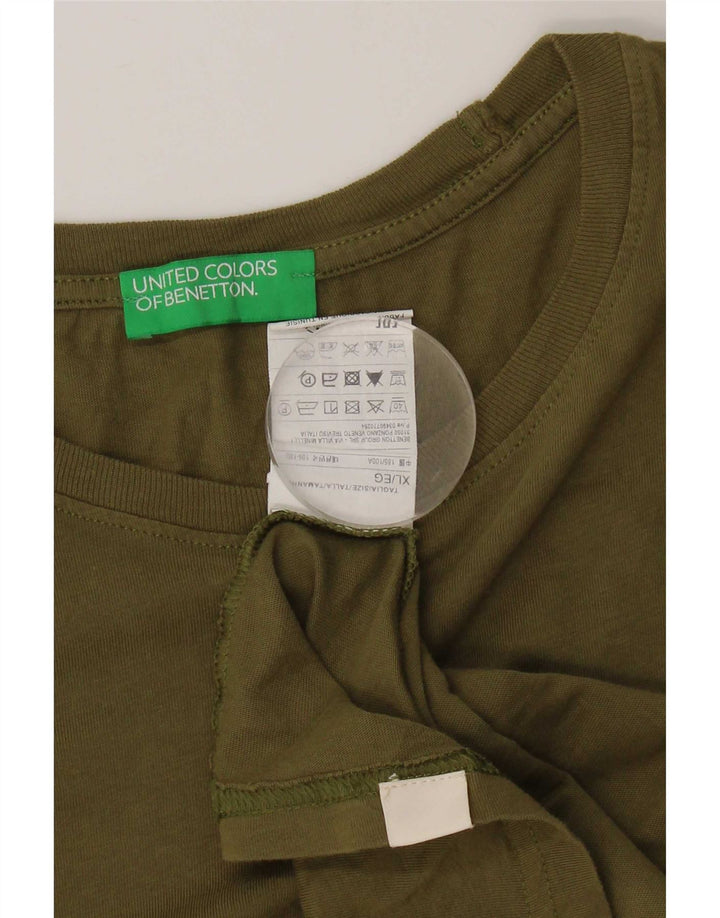 Benetton Mens T-Shirt Top XL Khaki Cotton
