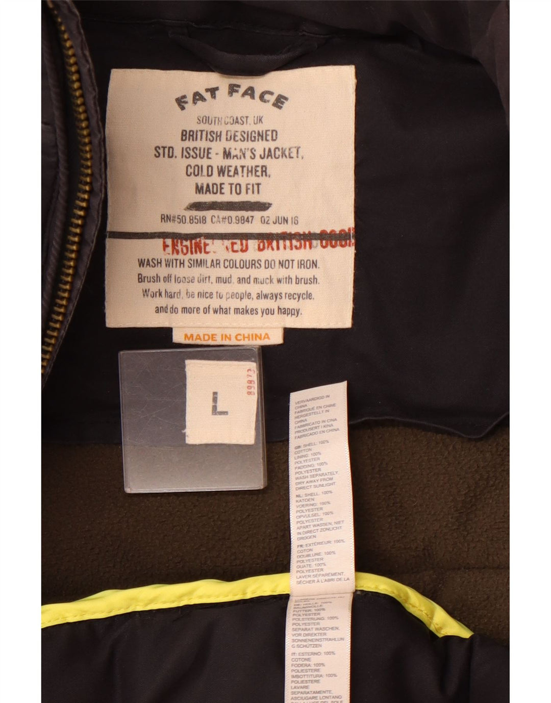 Fat Face Mens Padded Jacket UK 40 Large Black Cotton