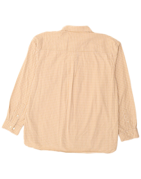 Izod Mens Shirt XL Beige Gingham Cotton