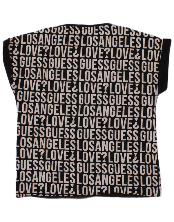 GUESS Girls Graphic T-Shirt Top 7-8 Years Black Cotton