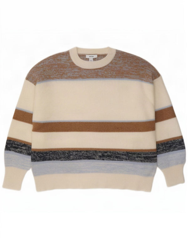 Reiss Mens Crew Neck Jumper Sweater Large Multicoloured Striped Wool
