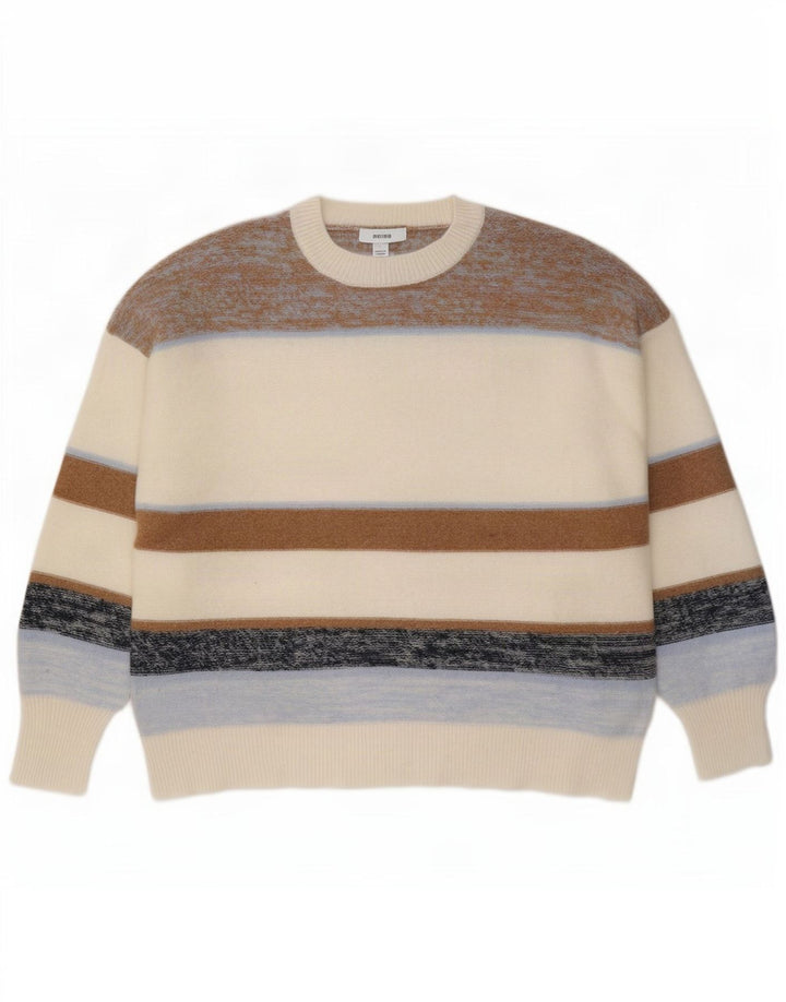 Reiss Mens Crew Neck Jumper Sweater Large Multicoloured Striped Wool