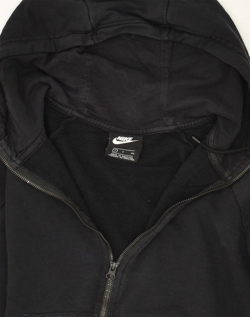 NIKE Womens Zip Hoodie Sweater UK 14 Medium Black Cotton | Vintage Nike | Thrift | Second-Hand Nike | Used Clothing | Messina Hembry 