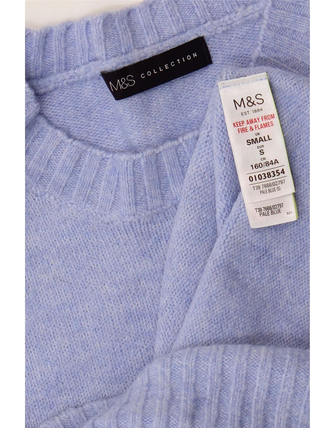 Marks & Spencer Womens Crew Neck Jumper Sweater UK 10 Small Blue Acrylic