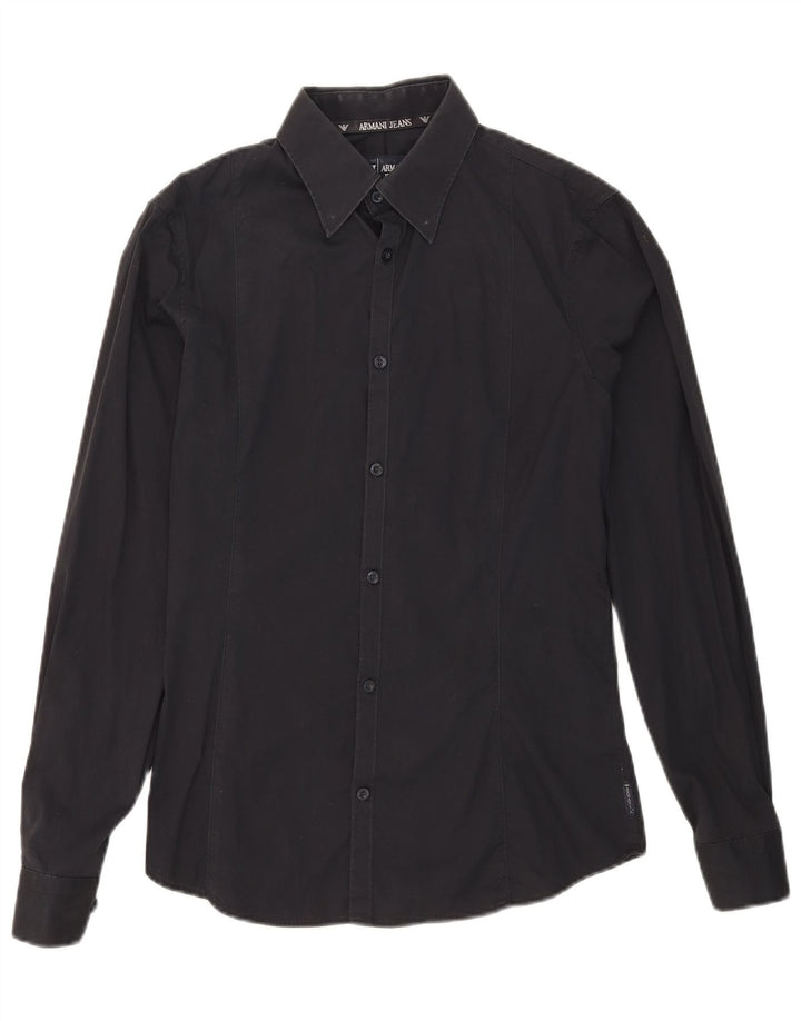 Armani Jeans Mens Shirt Medium Navy Blue Cotton