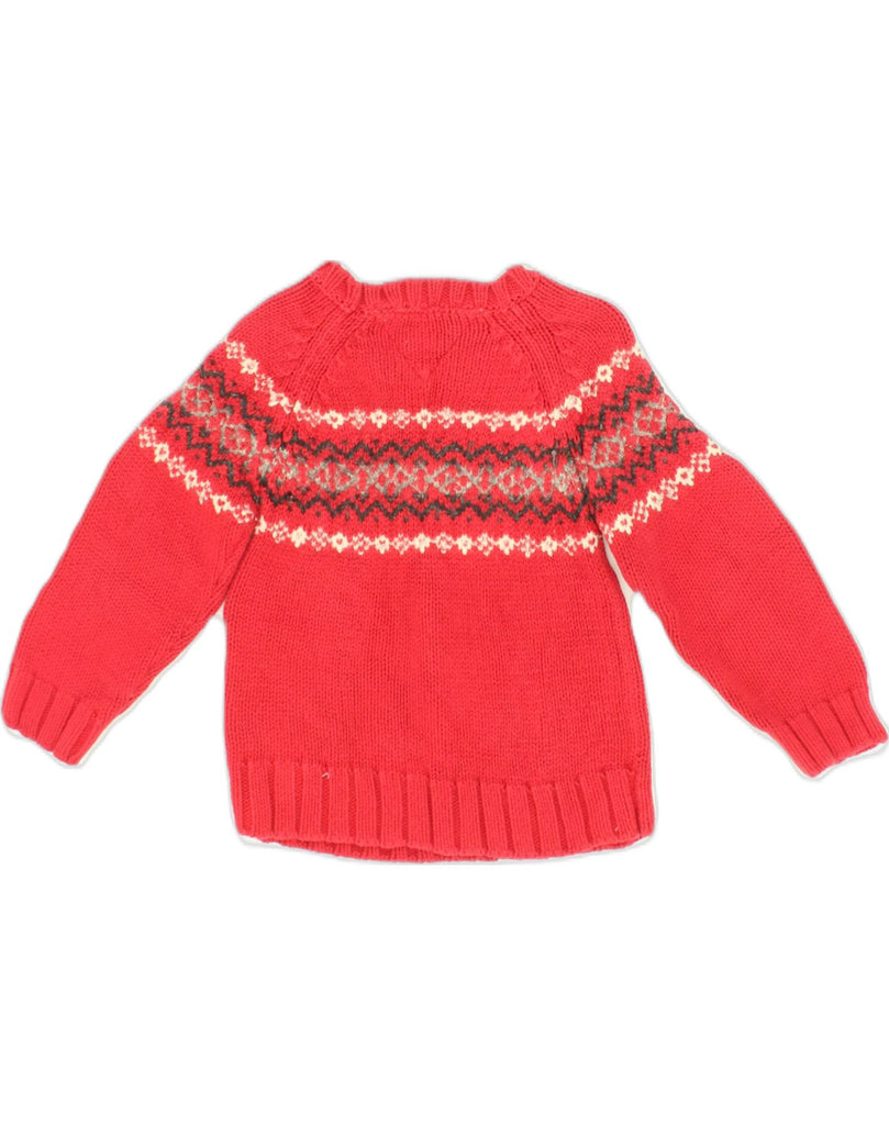 TOMMY HILFIGER Girls Crew Neck Jumper Sweater 3-4 Years Red Fair Isle | Vintage Tommy Hilfiger | Thrift | Second-Hand Tommy Hilfiger | Used Clothing | Messina Hembry 