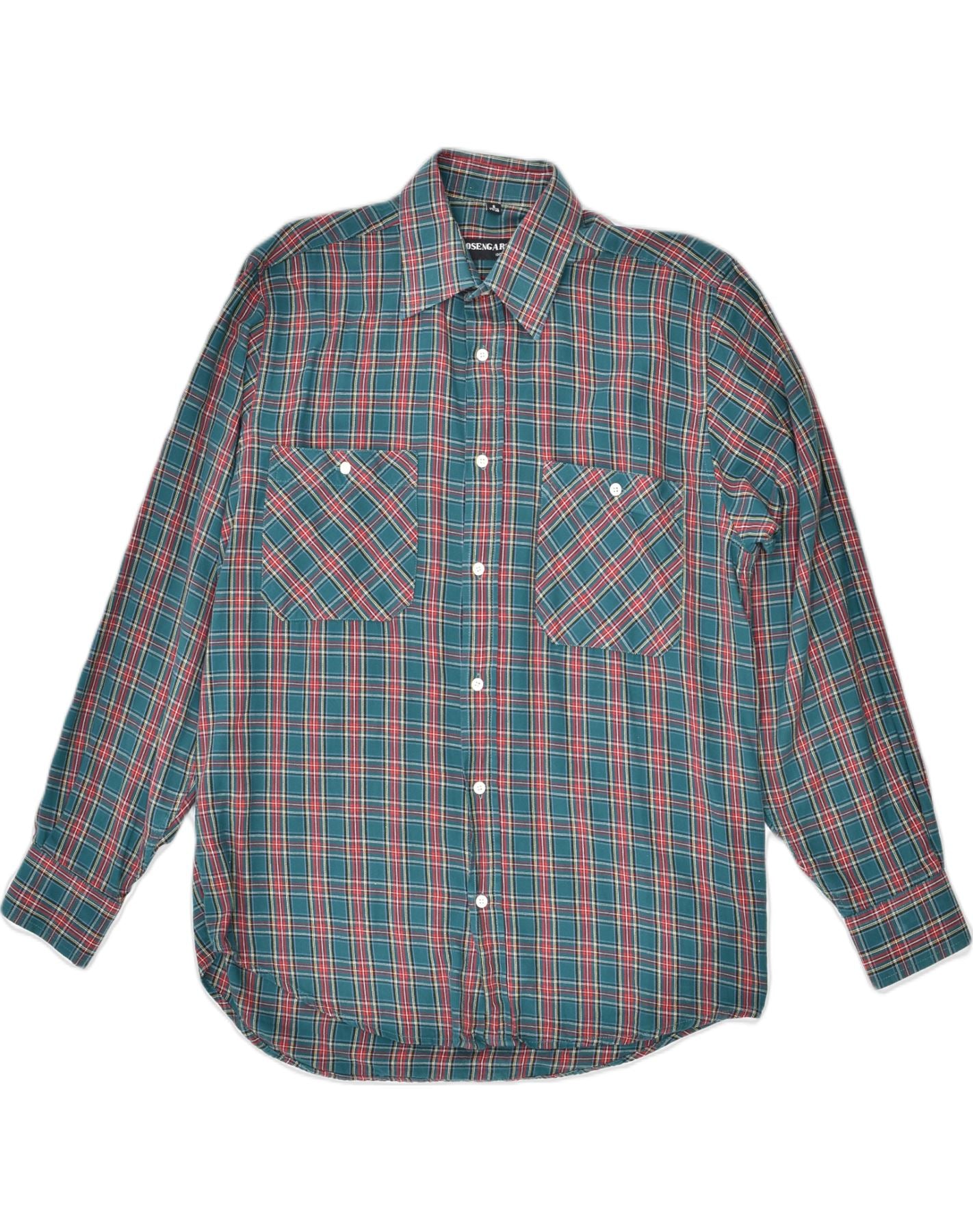 VINTAGE Mens Shirt Small Green Check Cotton