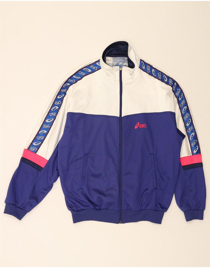 Asics Mens Graphic Tracksuit Top Jacket IT 54 XL Blue Colourblock