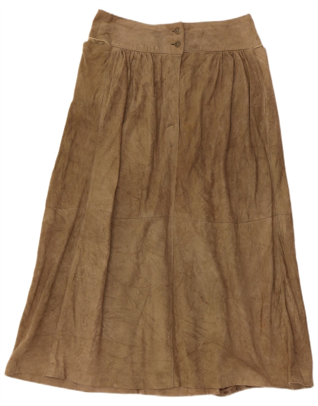 VINTAGE Womens Suede A-Line Skirt W28 Medium Beige