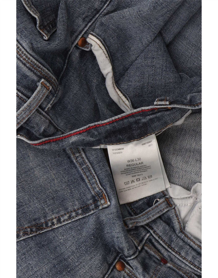 Wrangler Mens Regular Straight Jeans W36 L30 Blue Cotton