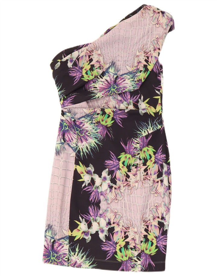 Just Cavalli Womens One Shoulder Dress IT 42 Medium Multicoloured Floral