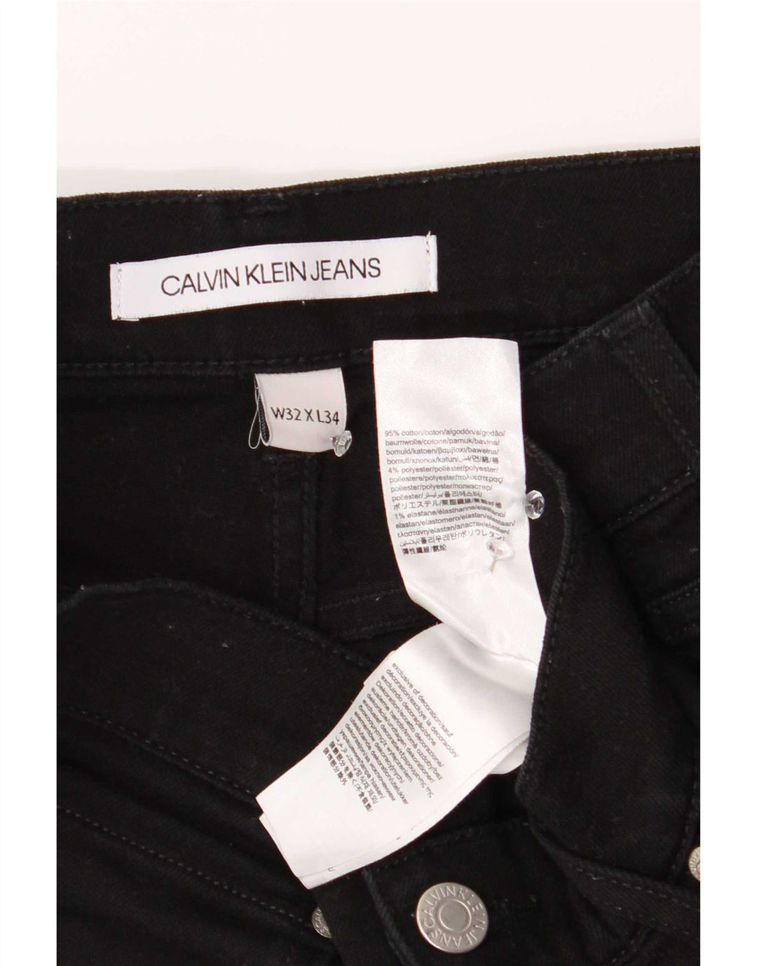 Calvin Klein Mens Slim Jeans W32 L34 Black Cotton